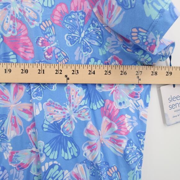 Sleep Sense Top Pajama Shirt Butterfly Print Blue Pink Scoop Neck Size 3X NWT - Picture 5 of 9